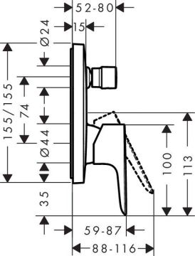 Hansgrohe Talis E Mat Siyah Krom Ankastre Banyo Bataryası Set